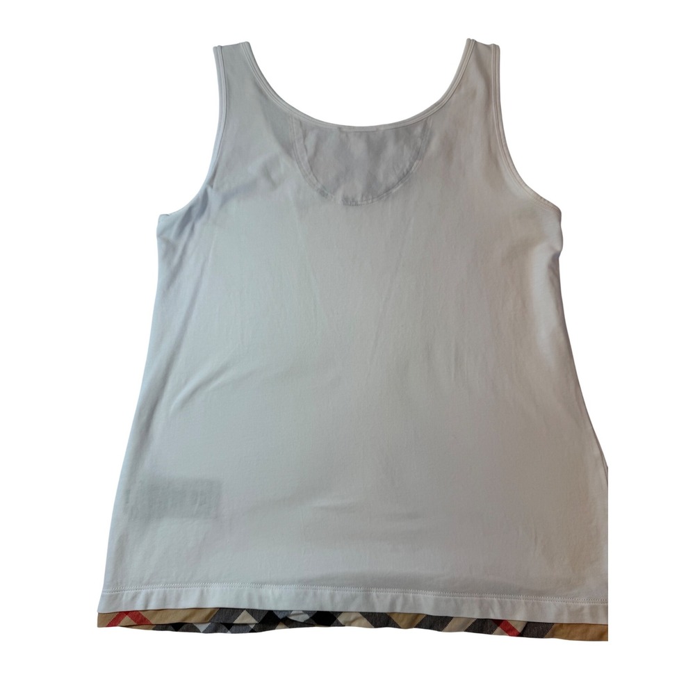 Burberry‎ Brit White Tank Top Nova Check Trim Scoop Neck Sleeveless Shirt Medium - Picture 6 of 8